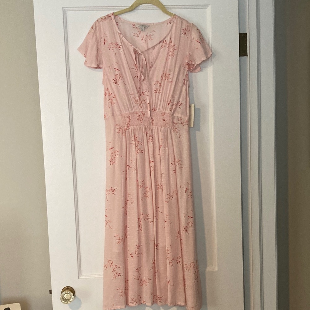 Lucky Brand Blush Pink Floral Midi Dress